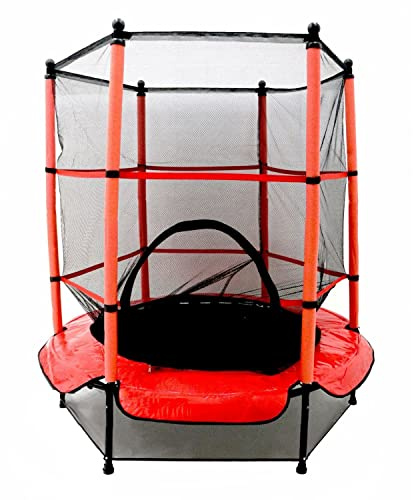 Oypla 55 Kids First Trampoline with Safety Net Enclosure & Red Cover Garden Outdoors
