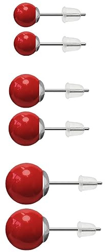Soul-Cats 1 Set Ohrstecker Kugeln weiß schwarz rot Perlen Ohrringe Rockabilly 60s 70s
