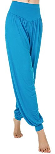MEISHINE® Damen Modal Elastisch Haremshose Pluderhose Pumphose Ideal für Sport Yoga Tanz Jogging Dance (Size L, Hell Blau)