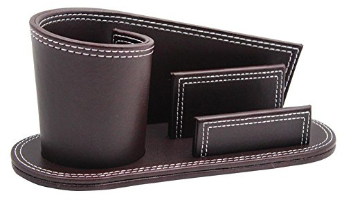 Stifthalter PU Leder Stiftbox mit Visitenkartenhalter Multifunktionale Stifteköcher Büro Haushalt Ablagebox Schreibwaren Visitenkarten Lagerung Schreibtisch Aufbewahrungsbox für Stifte Bürobedarf