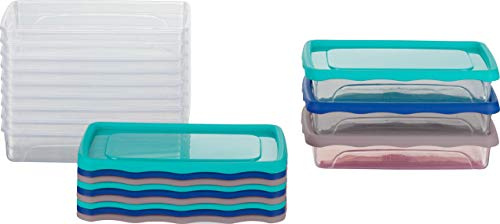 Kigima Gefrierdosen 12x0,5L Flach Blau/Türkis/Grau – Vorratsdosen-Deckel luftdicht – Transparente Frischhaltedosen mit Deckel – Aufbewahrungsbox Küche für Mealprep & Organisation – Austrian Quality