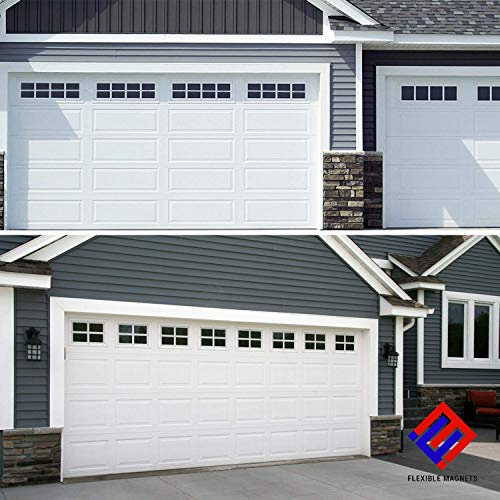 Magnetic Fake Window Panels for Garage Door - Faux Garage Window Magnets - Garage Accessories (4x12, 16 Magnets)