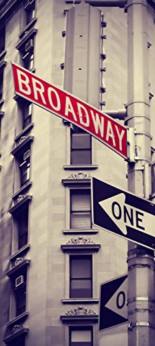 Bilderdepot24 Türtapete Broadway Straßenschild Vintage 90 x 200 cm - einteilig Türaufkleber Türfolie Türposter - New York City Theater Schild