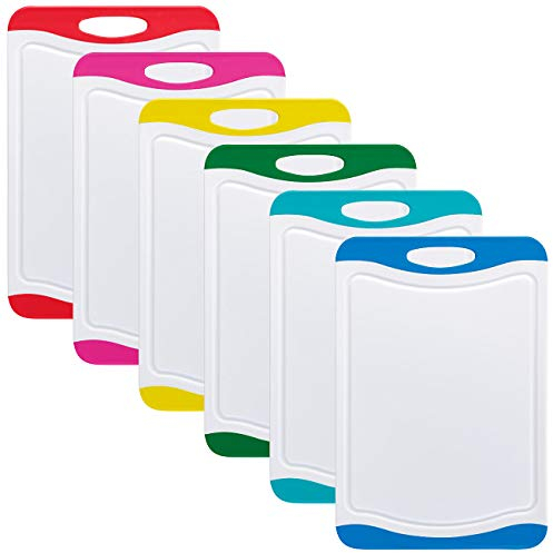 Rosenstein & Söhne Schneidebrett BPA frei: 6er-Set Schneidebretter in 6 Farben, antibakteriell, je 29 x 20 cm (Schneidbretter, Gemüse, Küchenhelfer)