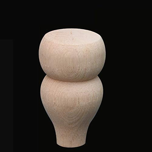 4 Vintage Möbelbeine Holz geschnitztes Design Höhe Möbel Möbelfüße Runde 120mm * 70mm Massivholz Gummiholz Tischbeine Schwerlast dekorativ Stützbein für TV-Schrank Sofa Küche Esstisch Schrank