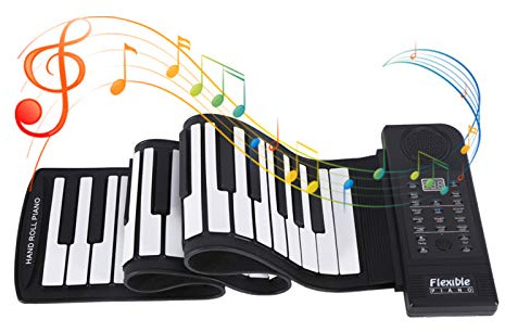 Tastiera avvolgibile a 61 tasti, piano elettrico pieghevole per tastiera morbida, piano tastiera flessibile per musica digitale elettronica per principianti, divertimento in famiglia