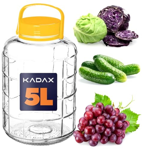 KADAX Gurkenglas mit Deckel, Einmachglas, luftdichte Konservierung, Glasballon, universelles Glas, Vorratsglas für Gurken, Aufbewahrung, Aufbewahrungsglas, Einweckglas (5L)