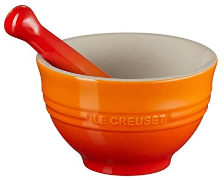 Le Creuset Mortero y pistilo de cerámica de gres, diámetro 11.5 cm, 360 g, 300 ml, Volcanico, 81209300900003