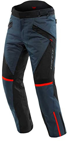 Dainese - Tempest 3 D-Dry Pants, Pantalones de moto Touring para Hombre, Membrana Impermeable, Interior Térmico Extraíble, Protectores de Rodilla, Ébano/Negro/Rojo Lava, 50
