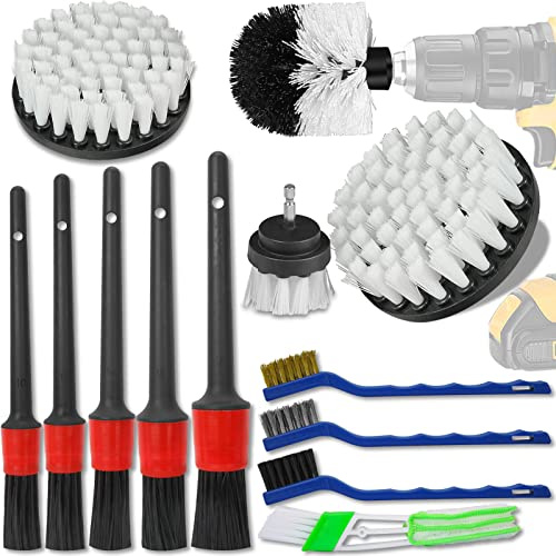 13 PCS Car Detailing Kit, Auto Exterior Interior Cleaning Brush Washing Set | Cleaning Supplies for Wheels, Dashboards, Upholstery, Tight Crevices, Air Vents, Emblems, Car, Motorbike, White