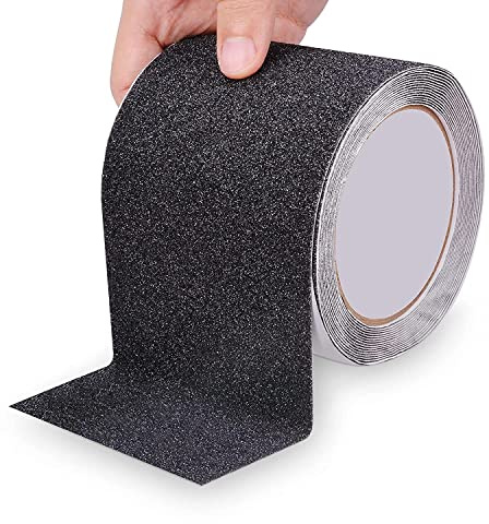 OQingluan Non Slip Safety Grip Tape, 10cm*5m, Anti Slip Tape for Steps, Self Adhesive Safety, Prevent the Elderly, Children, Pets from Slipping, for Indoor and Outdoor Stairs, Black