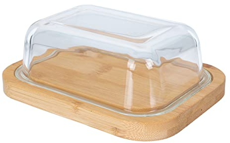 Liudan Mantequillera Plato de Mantequilla Queso Rectangular Almacenamiento Bandeja de Bandeja de Placa de Mantequilla con Tapa de Vidrio Guarder Mantequilla Platos Recipiente para Mantequilla