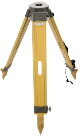 Fiberglass Surveying Tripod, Heavy Duty Yellow Fiberglass and Wood Tripod with Twist Clamp and Copper Center Screw for Robotic Total Stations and Theodolite (Flat Head-C)
