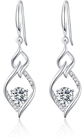 Ohrringe Hängend mit Zirkonia für Damen Mädchen Frauen, Silber 925 Ohrringe Haken Ohrstecker Ohrhänger Geschenke Geburtstag Muttertag