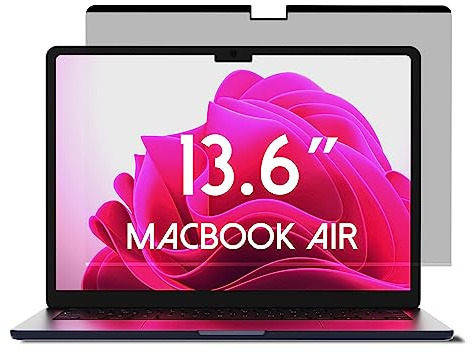 ANBAC Laptop Magnetic Privacy Screen Protector for 13.6 inch MacBook Air (2024, M3 / 2022, M2) - Blue Light Blocking Security Screen Shield, Anti-Smudge Cover, UV Filter, Computer Private Screen Hider