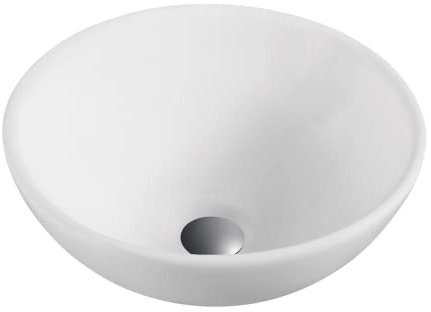 Lavabo Sobre Encimera Cerámico | Blanco Mate | Lavadero Baño Cerámico Sobremesa | Lavamanos Baño para Encimera Ovalado de 40cm de Diametro