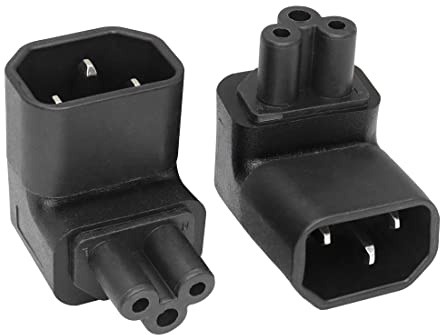C14 auf C5 Adapter YACSEJAO 90 Grad IEC 320 Stecker C14 auf IEC Buchse C5 2er-Pack rechtwinkliger Stromverlängerungsadapter