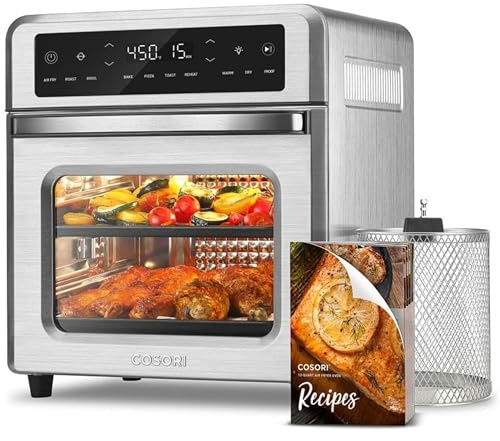 COSORI 11-in-1 Air Fryer Oven, 13Qt Small Footprint Airfryer combo with Rotisserie, Toast, Bake, Roast, Reheat Functions and more, Recipe Book & 6 Accessories Included, Perfect for Small Countertop
