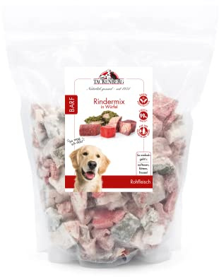 TACKENBERG 10 x 1000 g (10 kg) Barf Rindermix, gewürfelt – Frostfleisch für Hund