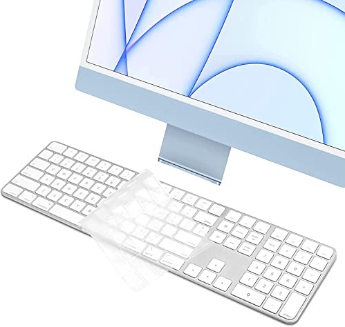 Tastaturabdeckung für Apple Magic Keyboard mit Touch-ID und Ziffernblock Modell A2520, für 2023 2021 iMac 24 Zoll M3 M1 Chip & 2022 Mac Studio Ultra Dünn HD Clear Tastaturschutz Cover Skin