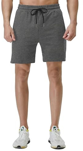 Shorts Homme Coton Shorts de Sport Bermudas Pantalon Court Décontracté de Survêtement Jogging Fitness Sport Training Yoga Tennis Joggers D'été