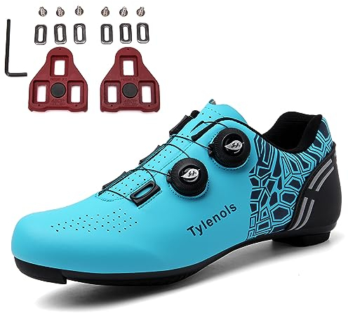 PENXZT Herren Damen Radschuhe Fahrradschuhe Kompatibel mit Look SPD SPD-SL Delta Lock Pedal Radsportschuhe,Blau,38 EU