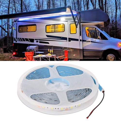 KINBOM Kit d'Éclairage LED pour Camping Car, 12V 5m Blanc Éclairage d'Auvent de Camping Car Lumières pour Auvent RV pour Camping Car Remorque de Voyage Camions de Nourriture
