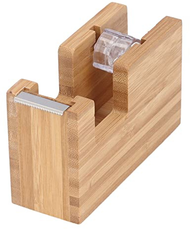 Tischabroller, Schreibtisch-Klebebandabroller, Holz-Klebebandhalter, Selbstklebende Rollenbasis, Umweltfreundliches Bambusholz