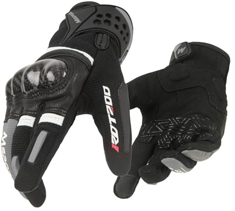 Msport Guanti Moto Motocross con Protezioni in Carbonio – Antiscivolo, Traspiranti e Touch Screen, Ideali per Motociclismo, Enduro e Scooter