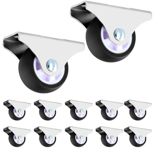 QWORK® Set di 12 Pezzi Ruote Fisse per Mobili da 38 mm - Ruota in TPE Diametro 38 mm - Carico 45 kg per Ruota - per Zona Giorno e Piccoli Mobili