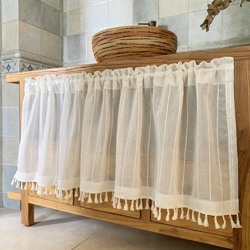 VSTQNXR Bistrogardine küche, küchengardinen landhausstil, scheibengardinen & kurzstores, Privatsphäre Fenstervorhang Deko Für Wohnzimmer Küchen, für Wohnzimmer Landhaus(W*H 100 * 30cm(39.4 * 11.8in))