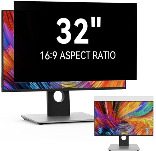Filtre de Confidentialité 32 Pouces pour Aspect 16:9 Widescreen Computer | Amovible Protection Ecran Anti-Lumière Bleu Anti Espion Anti-Reflet Film pour PC&Moniteur 32
