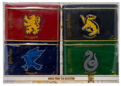 New English Teas Harry Potter House Tea Tin Set - 160 Teabags | Gryffindor, Slytherin, Hufflepuff, Ravenclaw