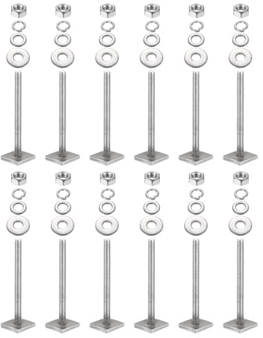 PATIKIL T-nut Adapter Nutensteine M6 x 65mm 12 Set Gepäckträger Edelstahl Nutensteine Dachträger Schrauben mit Mutter Unterlegscheiben für Relingträger Fahrrad Dachbox Kajak Gepäckträger