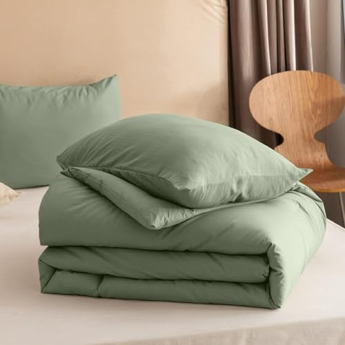 Sleeptime Bettdecke - Grün - 135 x 200 - Waschbare Bettdecke - Mit Kissenbezug - 4 Jahreszeiten - Anti-Allergene Steppdecke