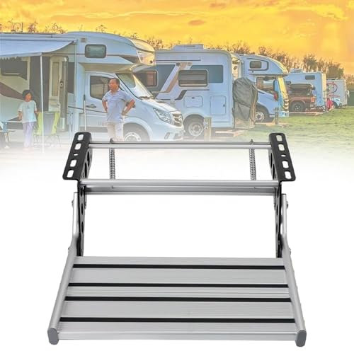 Marchepied Pliant pour Camping-Car, marchepied en Alliage d'aluminium Robuste, marchepied électrique Automatique/Manuel pour Camping-Car, 2 marches (Manuel)