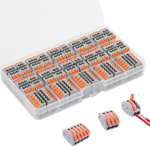 QUTIASE 50 Pièces Connecteur Electrique Rapide avec Levier, 2 3 5 Fils Entrées, Bornes de Connexion Automatique, Domino Electrique 0.2-4 mm2, Conducteur en Cuivre et PA Ignifuge