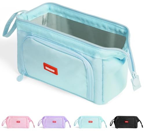 ANOMM Astuccio Portamatite Grande Capacità - Borsa Penne Scuola, Materiale Scolastico, Stazionario Ufficio e Trucco - Blu