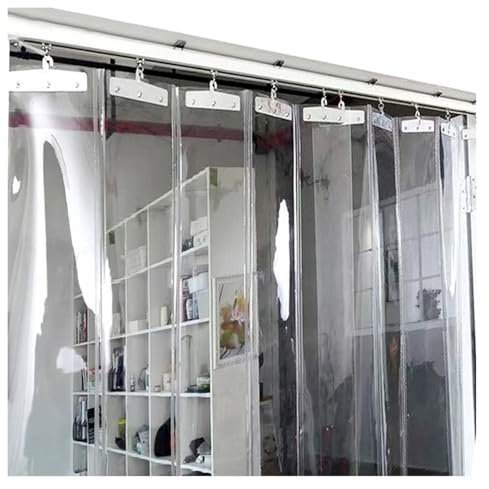 SYFXZZDS Cortinas de Tiras para Puertas Plastico, Cortinas de Aire Acondicionado Duradero Push-Pull Deslice Tira de Puerta de Vinilo para Hogar Oficina Portal Almacén Entrada(60x230cm)