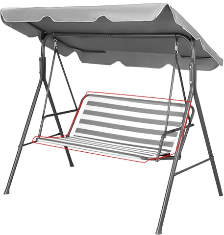 WingFly Ersatz-Schaukel Sitzbezug für Hollywoodschaukel, Sitzbezug für Gartenstuhl, für den Außenbereich 2- und 3-Sitzer - Grau Horizontale Streifen (115 * 48 * 48cm)