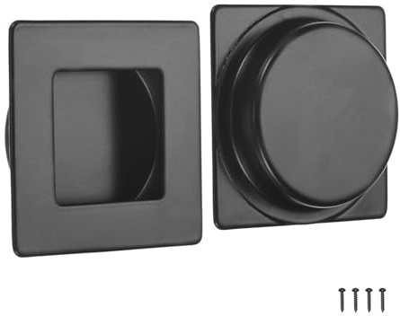 M METERXITY 2-Pack Recessed Finger Pulls, 2.75 Inch 304 Stainless Steel Sliding Closet Door Handles for Barn Door, Rectangular Flush Pulls Handles [Black]