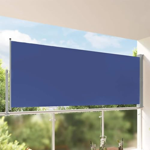 Myheimly Ausziehbare Seitenmarkise Sichtschutz Sonnenschutz 140 x 300 cm Blau