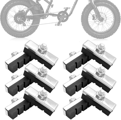 KUMSODE 12 Stück Fahrrad Vremsgummi Unisex Erwachsene Bremsschuhe mit Schrauben rennrad Set 40 * 10 mm, MTB Bremsschuhe Vintage Oldtimer