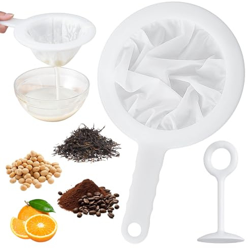 Lot de 2 passoires en maille ultra fine, en maille de nylon, petite passoire à mailles fines avec poignée pour filtrer le jus, lot de 2 (300 mailles)