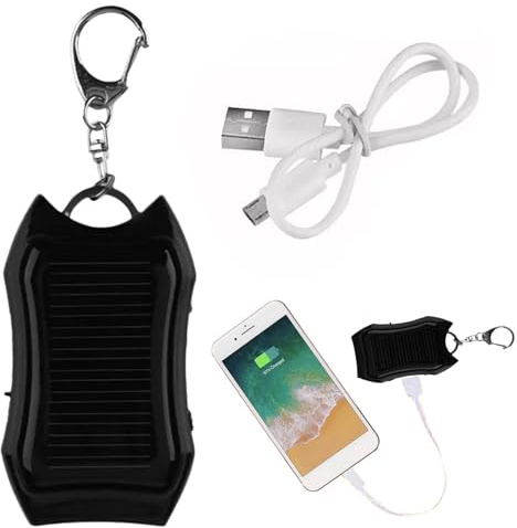 Solar Pow-er Bank Keychain, 1500mAH Large-capacity Battery Solar Charger Pow-er Bank, Portable Charger Keychain with LED Torch, Portable Charger with Carabiner