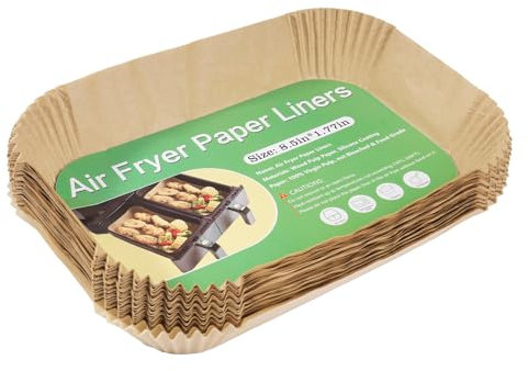 130 PzCarta Forno per Friggitrice ad Aria, Carta per Friggitrice ad Aria Doppio Cestello, Fogli Teglia Carta da Forno per Ninja Dual/Double Stack Airfryer Air Fryer Accessori(22 x 14 x 4,5 cm)