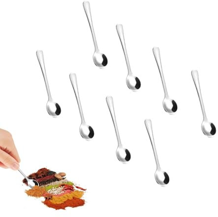 Tiny - Cucchiaini piccoli in acciaio inox, per spezie, sale, miele, cucchiaini da tè, piccoli piccoli 7,5 cm