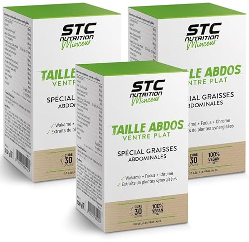 STC Nutrition Taille Abdos Ventre Plat silhouette 3x120 gélules | Anti-ballonnements, à base de plantes et fibres, artichaut, fenouil, fucus, wakamé, orthosiphon