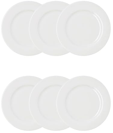 Bidasoa Set de 6 platos Serenity Hydrozero de porcelana 25 cm | Blanco, Porcelana, formato redondo, acabado brillo, 25 cm, 6 piezas, apilable, apto para microondas, apto para frigorífico