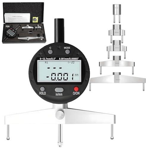 Multi-Function Digital Radius Gauge, High Accuracy Radius Gauge with 10mm/20mm/30mm/60mm/100mm Measuring Jaws, for Mechanical Parts, Wooden Molds